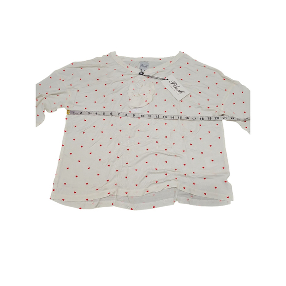 Revolve Plush Pajama Set Size S White Red Heart Print - Picture 4 of 8